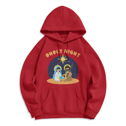 Colored Style Holy Night Nativity Scene Fleece Lined Polyester Hoodie