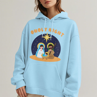 Colored Style Holy Night Nativity Scene Fleece Lined Polyester Hoodie