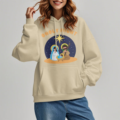 Colored Style Holy Night Nativity Scene Fleece Lined Polyester Hoodie