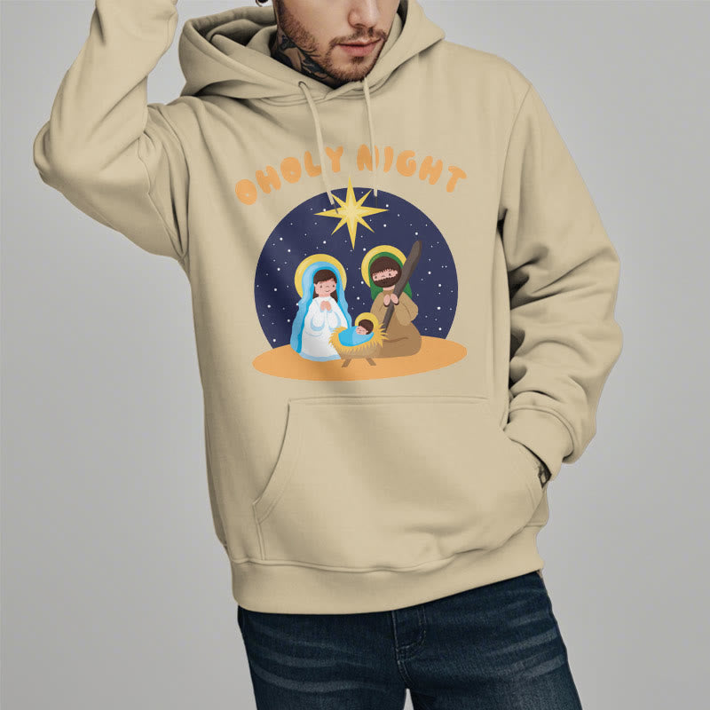 Colored Style Holy Night Nativity Scene Fleece Lined Polyester Hoodie