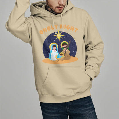 Colored Style Holy Night Nativity Scene Fleece Lined Polyester Hoodie