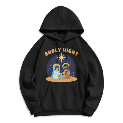 Colored Style Holy Night Nativity Scene Fleece Lined Polyester Hoodie