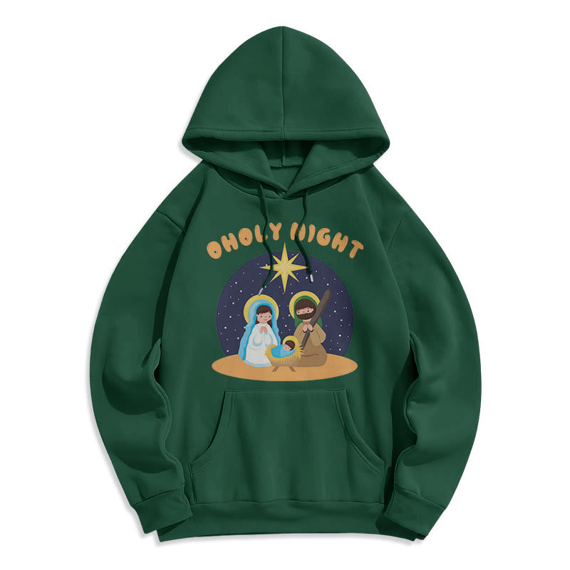 Colored Style Holy Night Nativity Scene Fleece Lined Polyester Hoodie