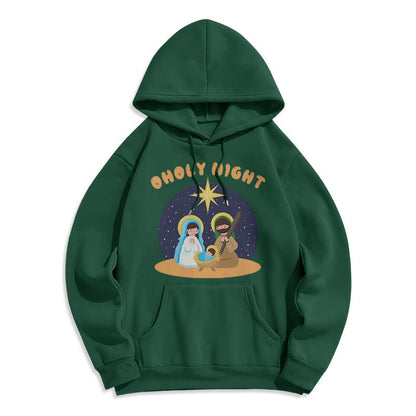 Colored Style Holy Night Nativity Scene Fleece Lined Polyester Hoodie