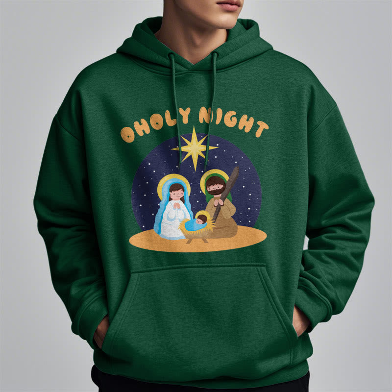 Colored Style Holy Night Nativity Scene Fleece Lined Polyester Hoodie