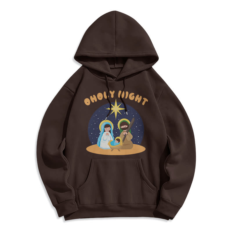 Colored Style Holy Night Nativity Scene Fleece Lined Polyester Hoodie