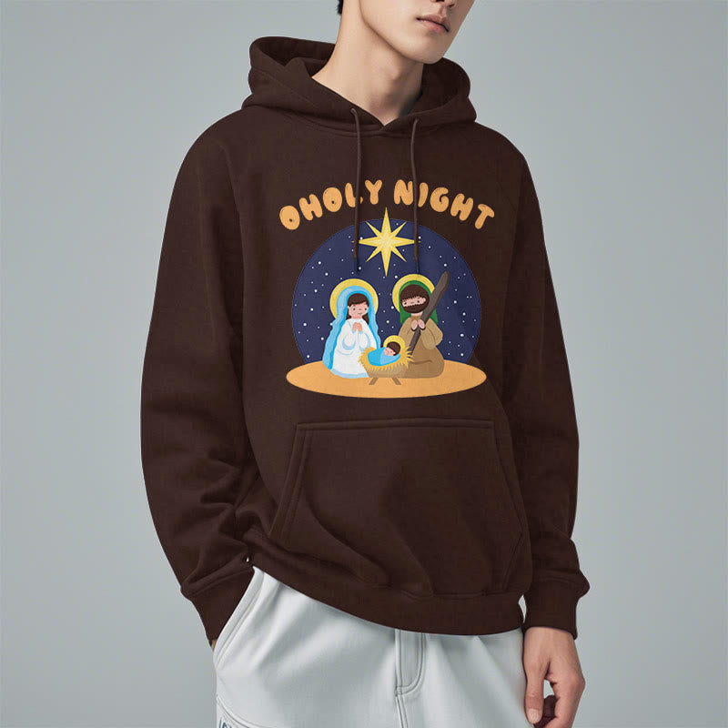 Colored Style Holy Night Nativity Scene Fleece Lined Polyester Hoodie