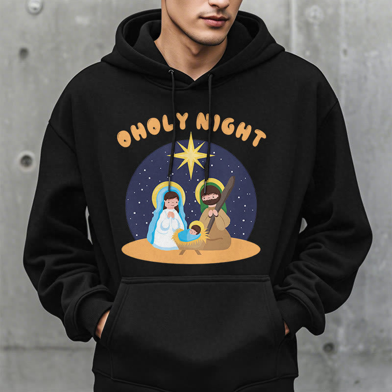 Colored Style Holy Night Nativity Scene Fleece Lined Polyester Hoodie
