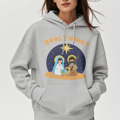 Colored Style Holy Night Nativity Scene Fleece Lined Polyester Hoodie