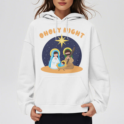 Colored Style Holy Night Nativity Scene Fleece Lined Polyester Hoodie