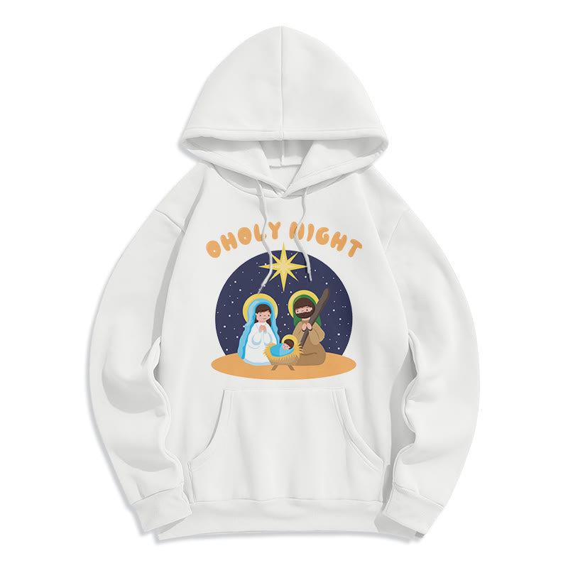 Colored Style Holy Night Nativity Scene Fleece Lined Polyester Hoodie