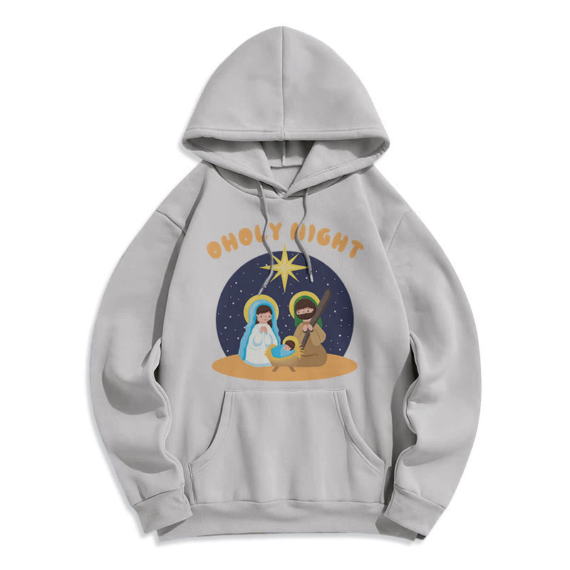 Colored Style Holy Night Nativity Scene Fleece Lined Polyester Hoodie