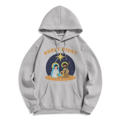 Colored Style Holy Night Nativity Scene Fleece Lined Polyester Hoodie