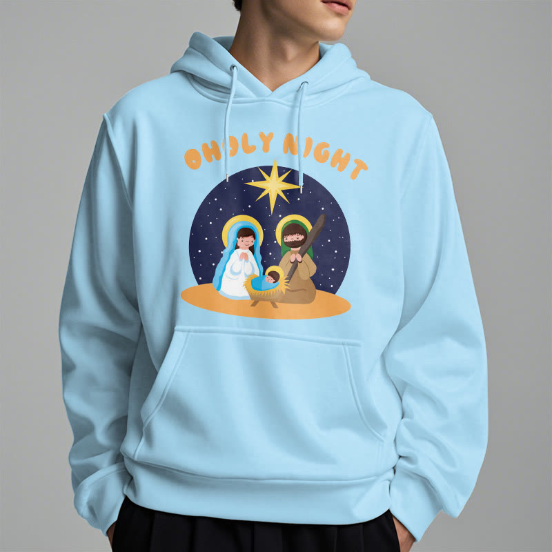 Colored Style Holy Night Nativity Scene Fleece Lined Polyester Hoodie