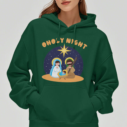 Colored Style Holy Night Nativity Scene Fleece Lined Polyester Hoodie