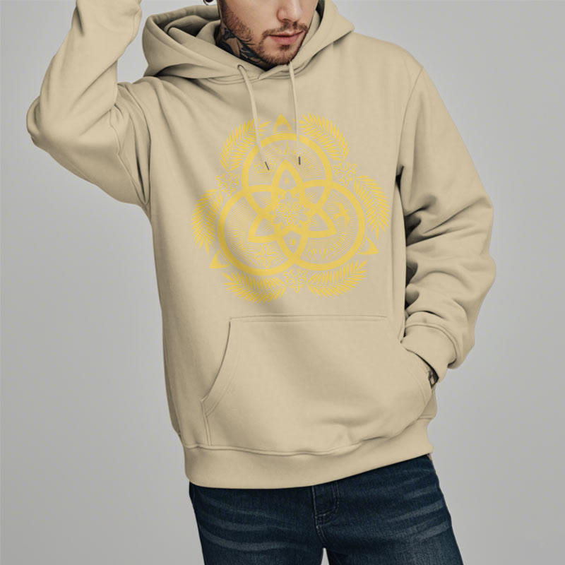 Classic Style Divine Unity Gold Sacred Emblem Fleece Lined Polyester Hoodie