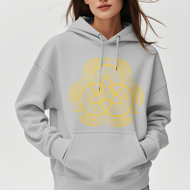 Classic Style Divine Unity Gold Sacred Emblem Fleece Lined Polyester Hoodie