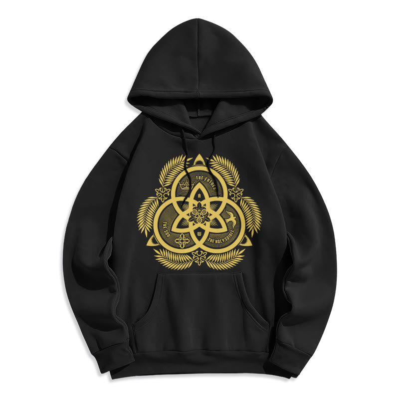 Classic Style Divine Unity Gold Sacred Emblem Fleece Lined Polyester Hoodie