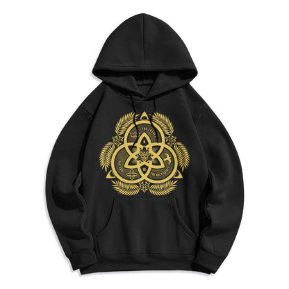 Classic Style Divine Unity Gold Sacred Emblem Fleece Lined Polyester Hoodie