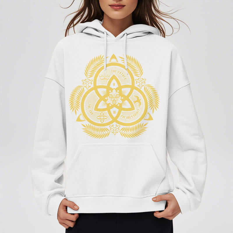 Classic Style Divine Unity Gold Sacred Emblem Fleece Lined Polyester Hoodie