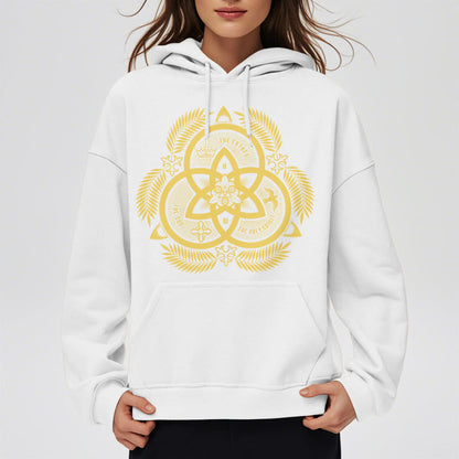 Classic Style Divine Unity Gold Sacred Emblem Fleece Lined Polyester Hoodie