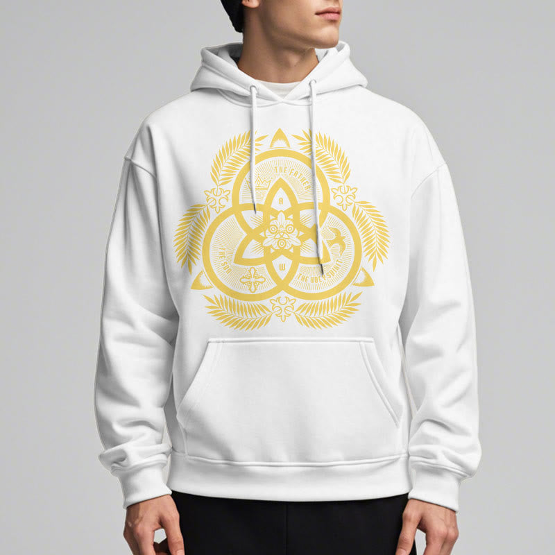 Classic Style Divine Unity Gold Sacred Emblem Fleece Lined Polyester Hoodie