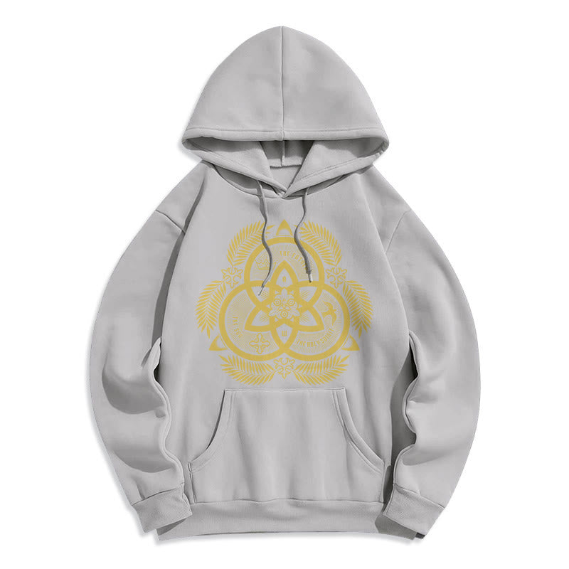 Classic Style Divine Unity Gold Sacred Emblem Fleece Lined Polyester Hoodie
