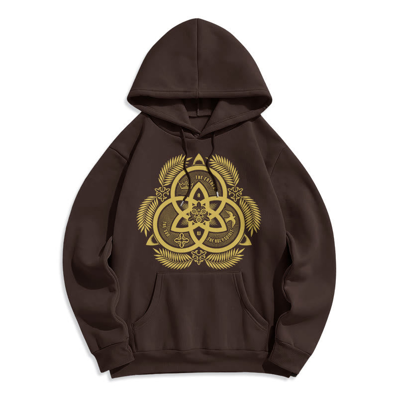 Classic Style Divine Unity Gold Sacred Emblem Fleece Lined Polyester Hoodie
