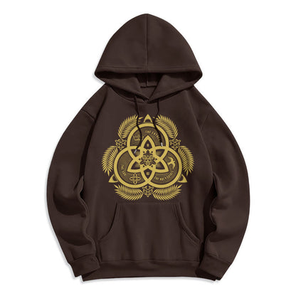Classic Style Divine Unity Gold Sacred Emblem Fleece Lined Polyester Hoodie