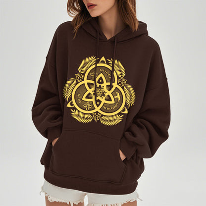 Classic Style Divine Unity Gold Sacred Emblem Fleece Lined Polyester Hoodie