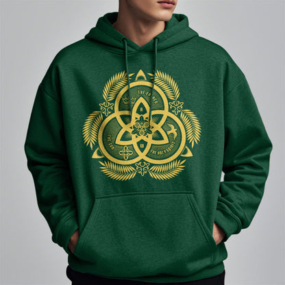 Classic Style Divine Unity Gold Sacred Emblem Fleece Lined Polyester Hoodie