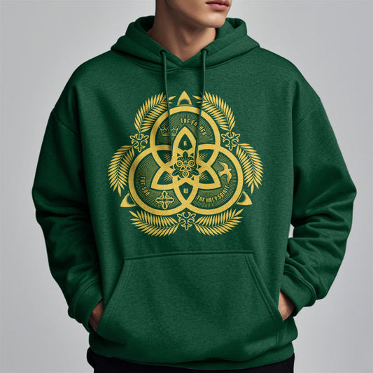 Classic Style Divine Unity Gold Sacred Emblem Fleece Lined Polyester Hoodie