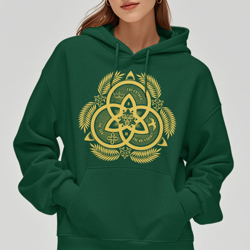 Classic Style Divine Unity Gold Sacred Emblem Fleece Lined Polyester Hoodie