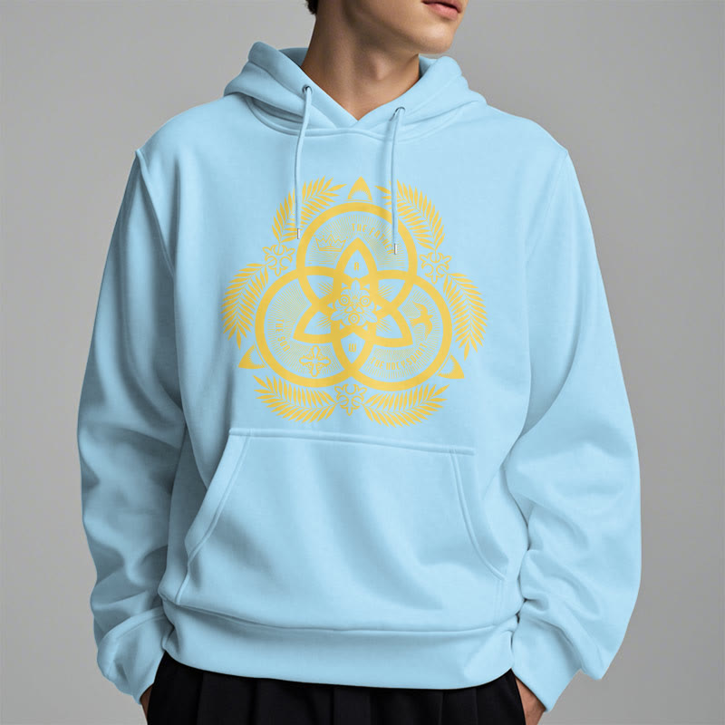 Classic Style Divine Unity Gold Sacred Emblem Fleece Lined Polyester Hoodie