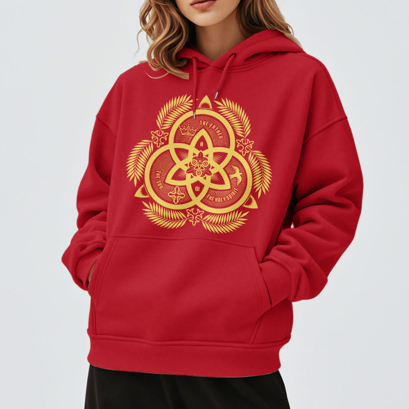 Classic Style Divine Unity Gold Sacred Emblem Fleece Lined Polyester Hoodie