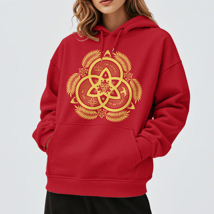 Classic Style Divine Unity Gold Sacred Emblem Fleece Lined Polyester Hoodie