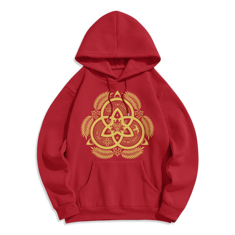Classic Style Divine Unity Gold Sacred Emblem Fleece Lined Polyester Hoodie