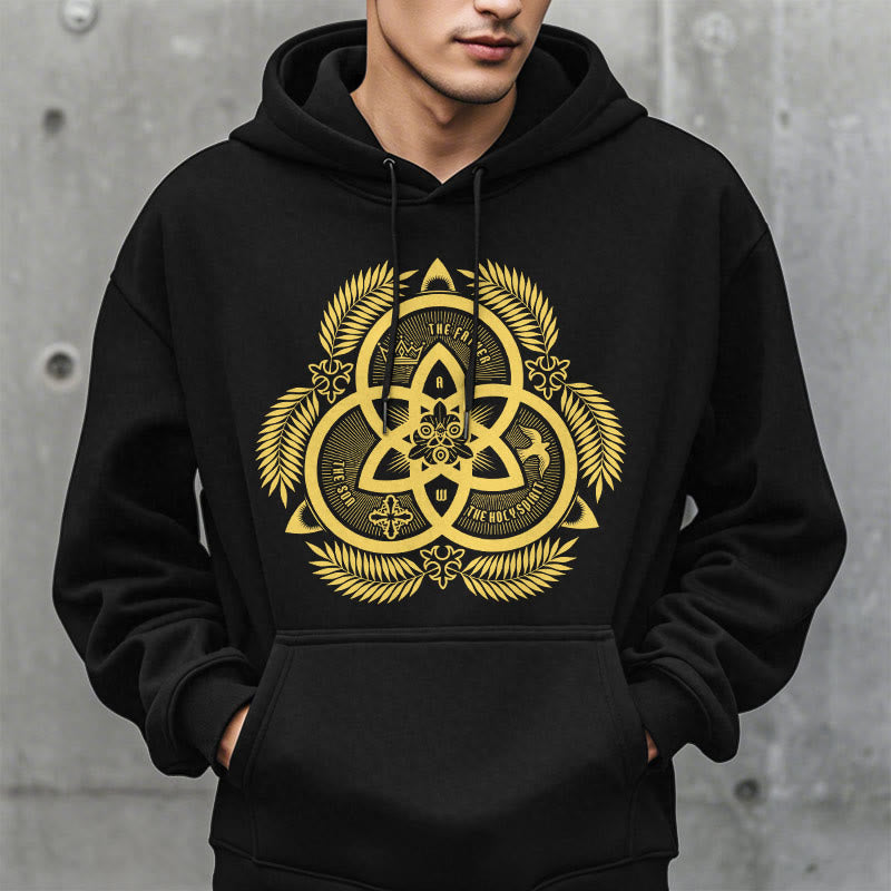 Classic Style Divine Unity Gold Sacred Emblem Fleece Lined Polyester Hoodie