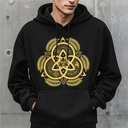 Classic Style Divine Unity Gold Sacred Emblem Fleece Lined Polyester Hoodie
