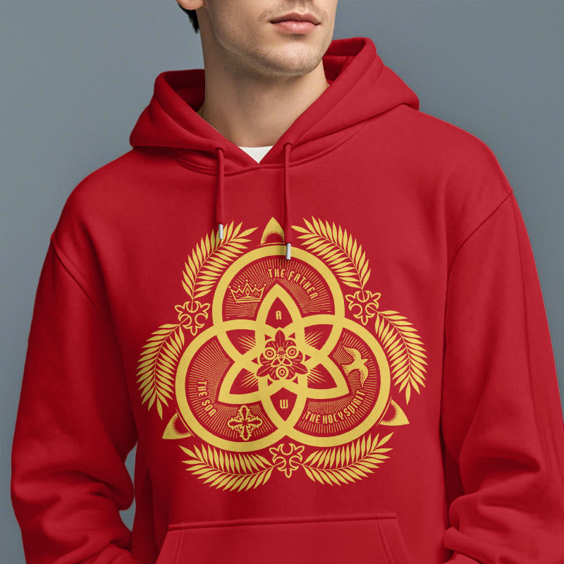 Classic Style Divine Unity Gold Sacred Emblem Fleece Lined Polyester Hoodie