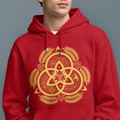 Classic Style Divine Unity Gold Sacred Emblem Fleece Lined Polyester Hoodie