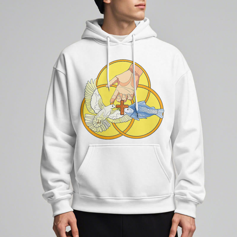 Colored Style The Holy Trinity Cross Emblem Fleece Lined Polyester Hoodie