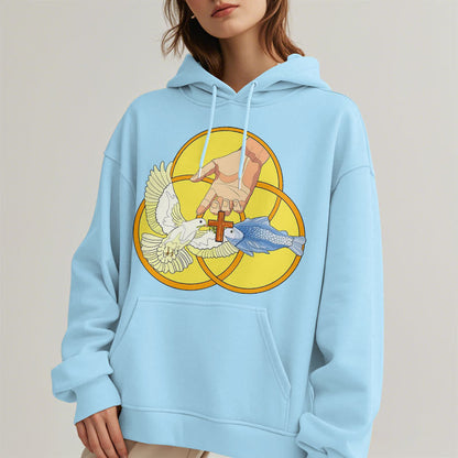 Colored Style The Holy Trinity Cross Emblem Fleece Lined Polyester Hoodie