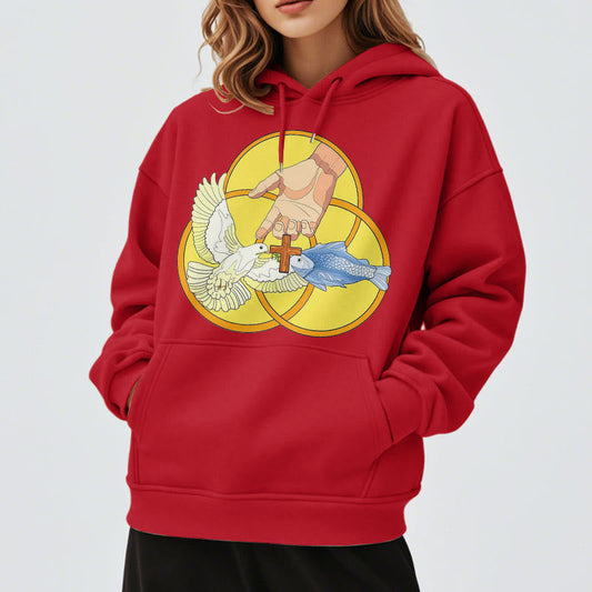 Colored Style The Holy Trinity Cross Emblem Fleece Lined Polyester Hoodie
