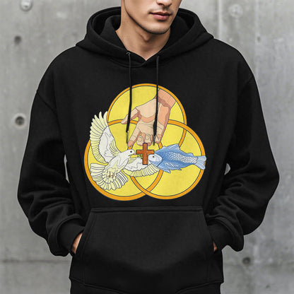 Colored Style The Holy Trinity Cross Emblem Fleece Lined Polyester Hoodie