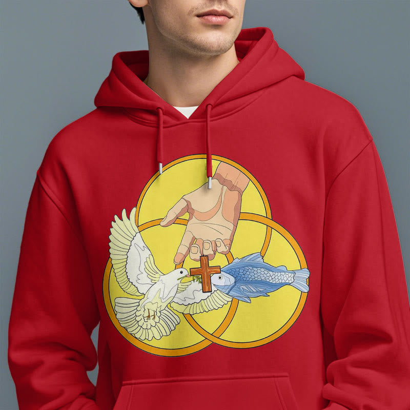 Colored Style The Holy Trinity Cross Emblem Fleece Lined Polyester Hoodie