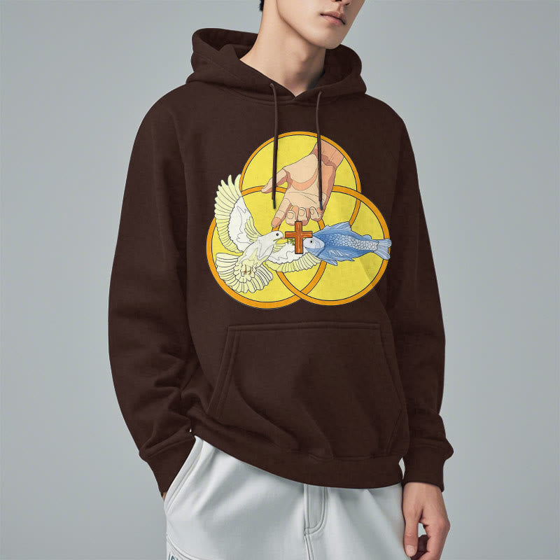 Colored Style The Holy Trinity Cross Emblem Fleece Lined Polyester Hoodie