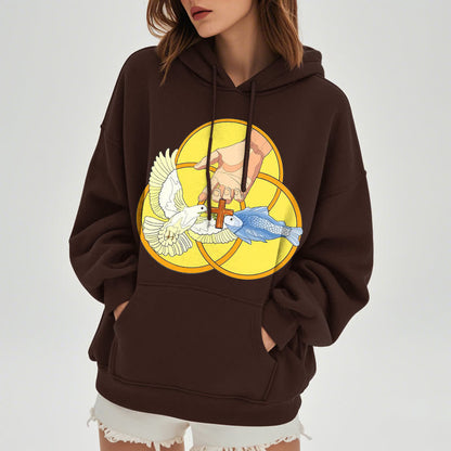 Colored Style The Holy Trinity Cross Emblem Fleece Lined Polyester Hoodie