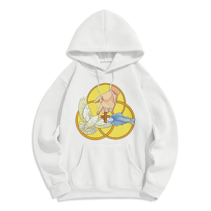 Colored Style The Holy Trinity Cross Emblem Fleece Lined Polyester Hoodie