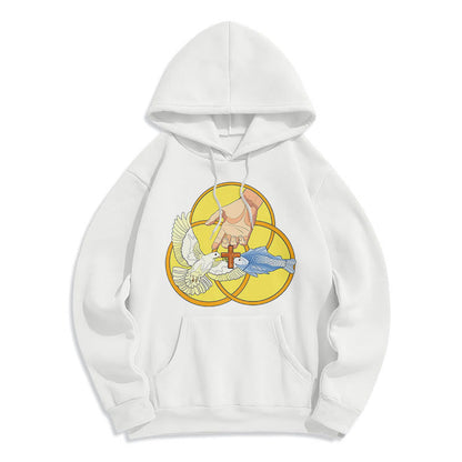 Colored Style The Holy Trinity Cross Emblem Fleece Lined Polyester Hoodie